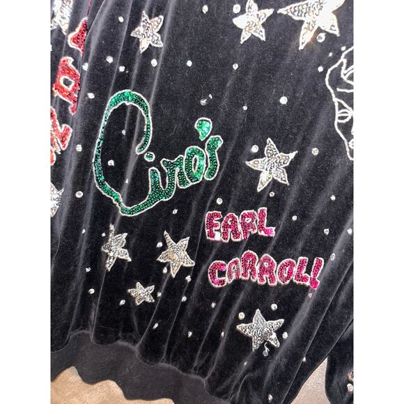 Bonnie Boerer & Co Vintage Velvet Sweatshirt Derby Cocoanut Grove Sequin Beaded - Picture 14 of 14